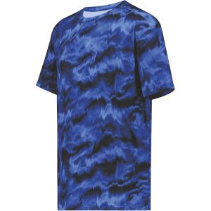Holloway-Youth Stock Cotton-Touch Poly Tee(Navy Shockwave Print)