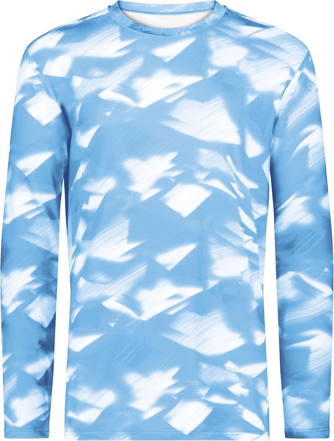 imageHolloway Mens CottonTouch Poly Cloud Long Sleeve TeeColumbia Blue Glacier Print