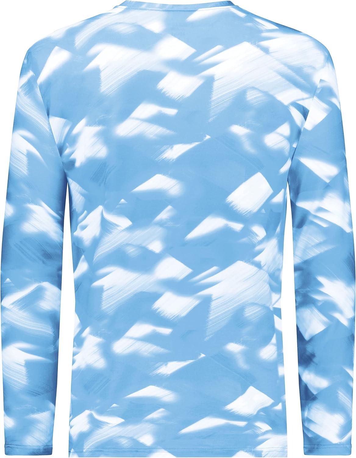 imageHolloway Mens CottonTouch Poly Cloud Long Sleeve TeeColumbia Blue Glacier Print