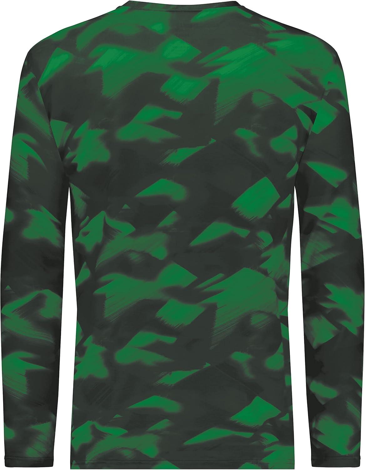 imageHolloway Mens CottonTouch Poly Cloud Long Sleeve TeeDark Green Glacier Print