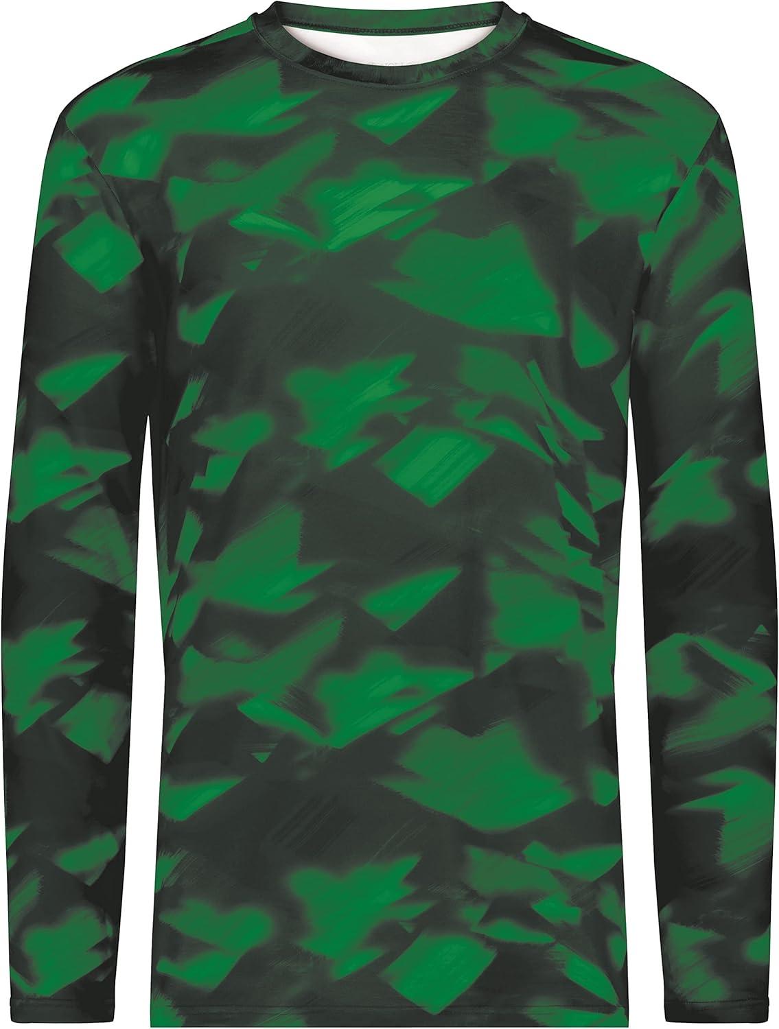 imageHolloway Mens CottonTouch Poly Cloud Long Sleeve TeeDark Green Glacier Print