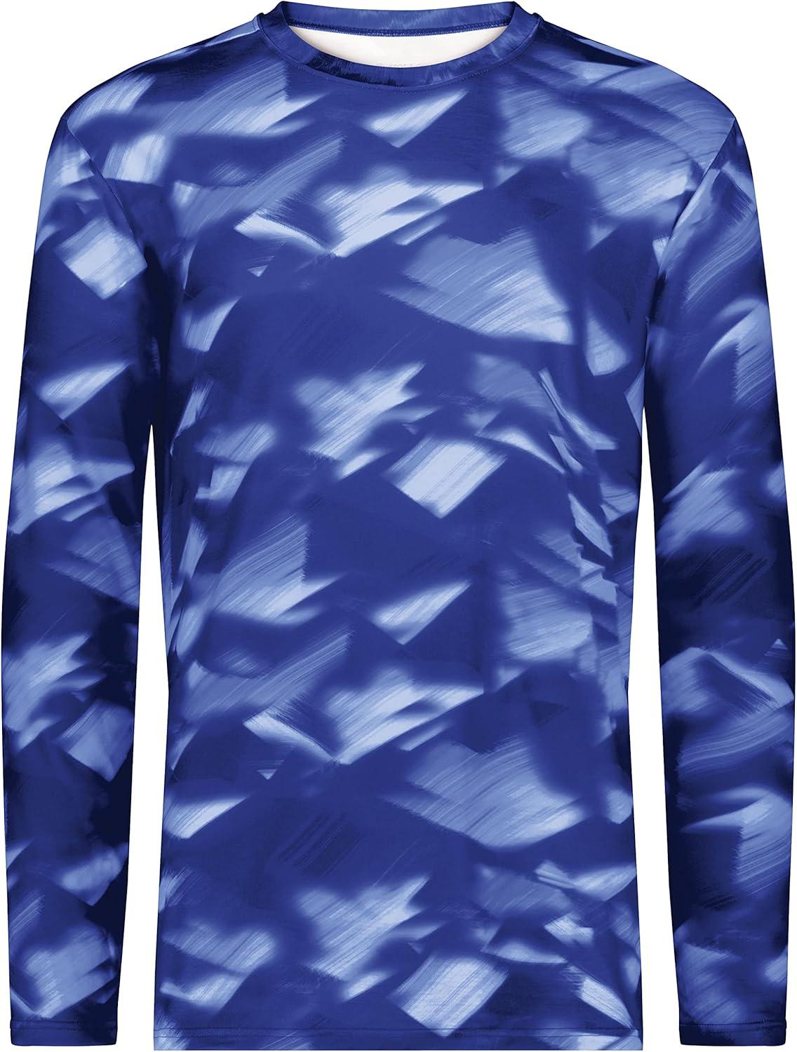 imageHolloway Mens CottonTouch Poly Cloud Long Sleeve TeeNavy Glacier Print