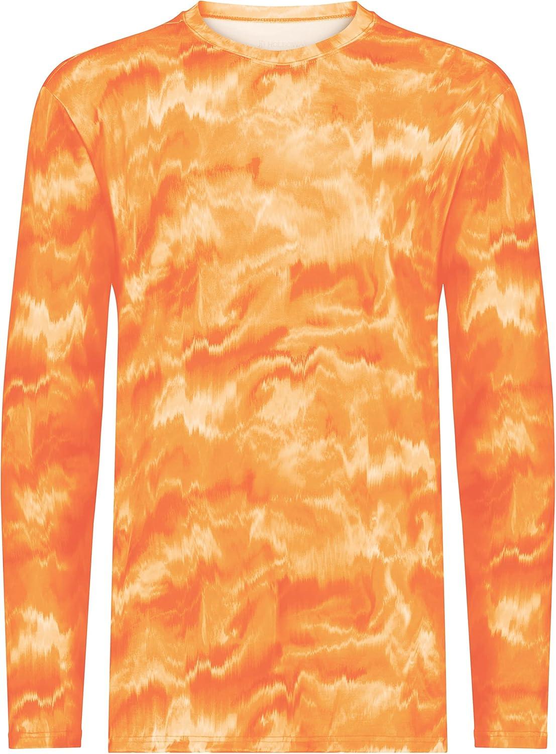 imageHolloway Mens CottonTouch Poly Cloud Long Sleeve TeeOrange Shockwave Print