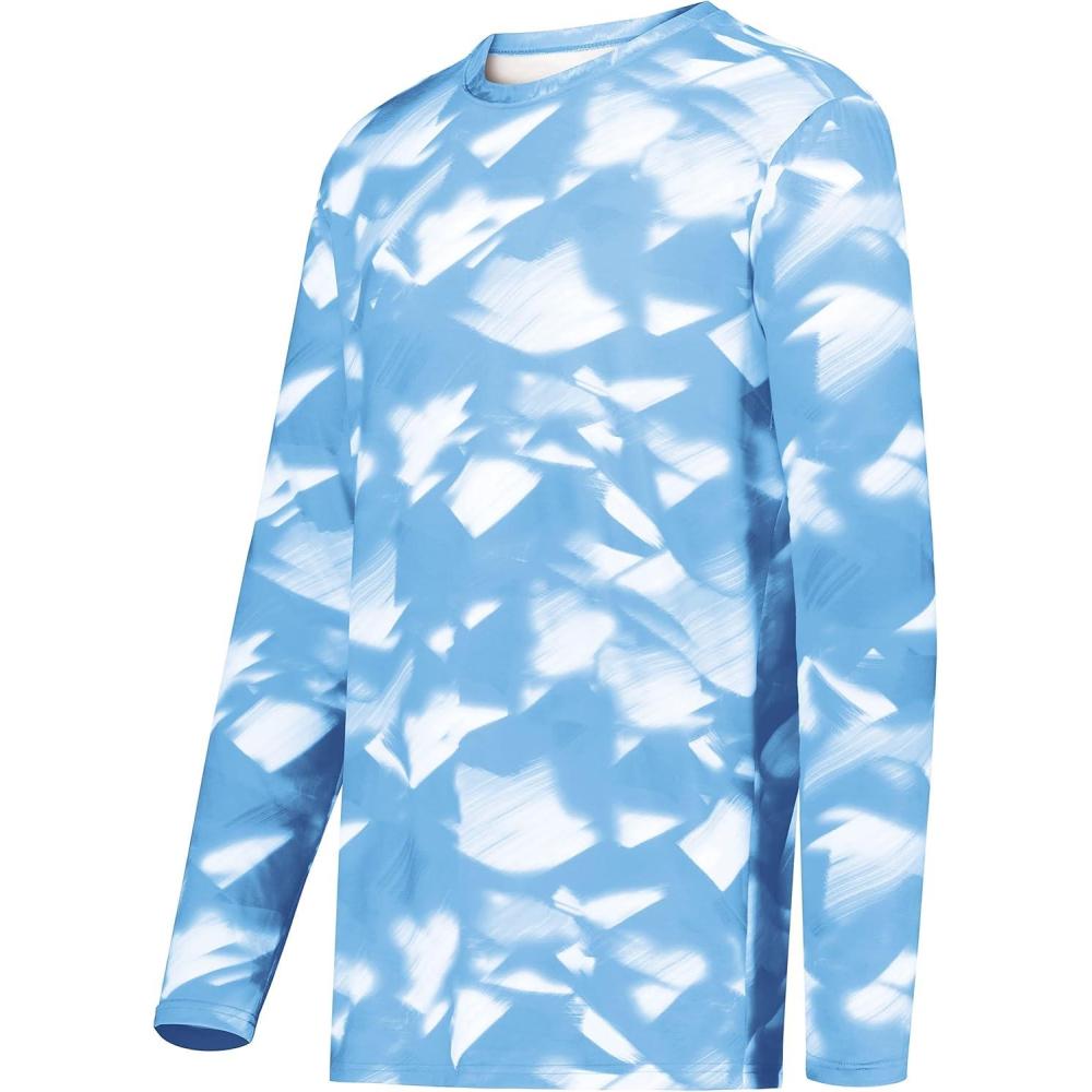 imageHolloway Mens CottonTouch Poly Cloud Long Sleeve TeeColumbia Blue Glacier Print