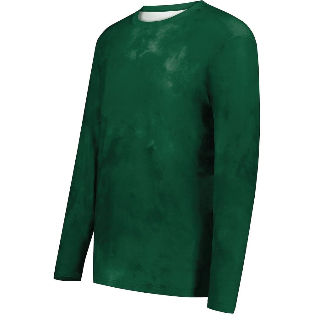 imageHolloway Mens CottonTouch Poly Cloud Long Sleeve TeeDark Green Cloud Print