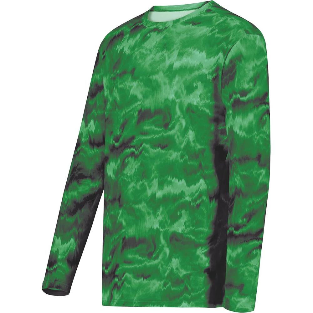 imageHolloway Mens CottonTouch Poly Cloud Long Sleeve TeeDark Green Shockwave Print