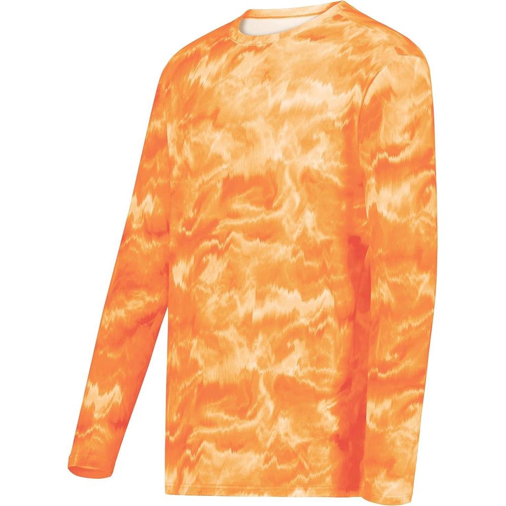 imageHolloway Mens CottonTouch Poly Cloud Long Sleeve TeeOrange Shockwave Print