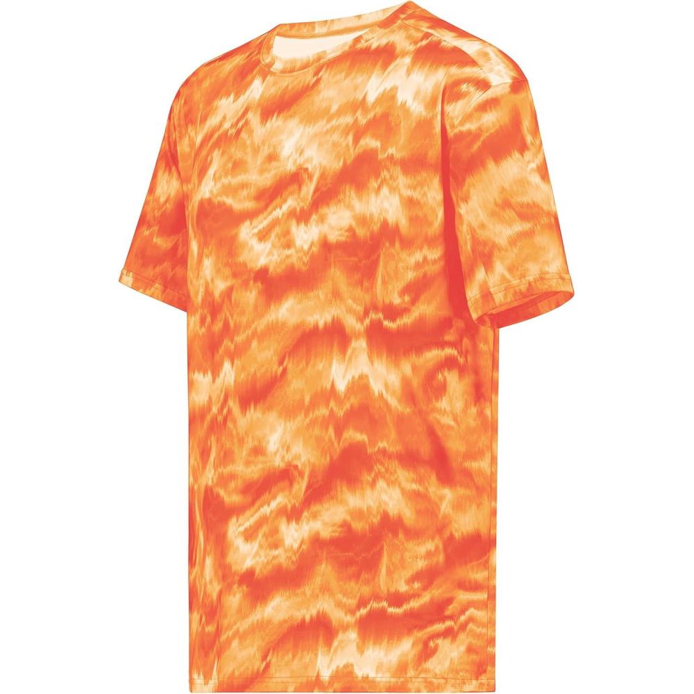 imageHolloway Mens Stock CottonTouch Poly TeeOrange Shockwave Print
