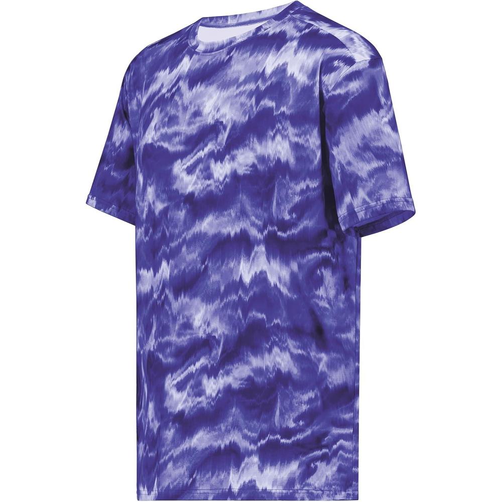 imageHolloway Mens Stock CottonTouch Poly TeePurple Shockwave Print