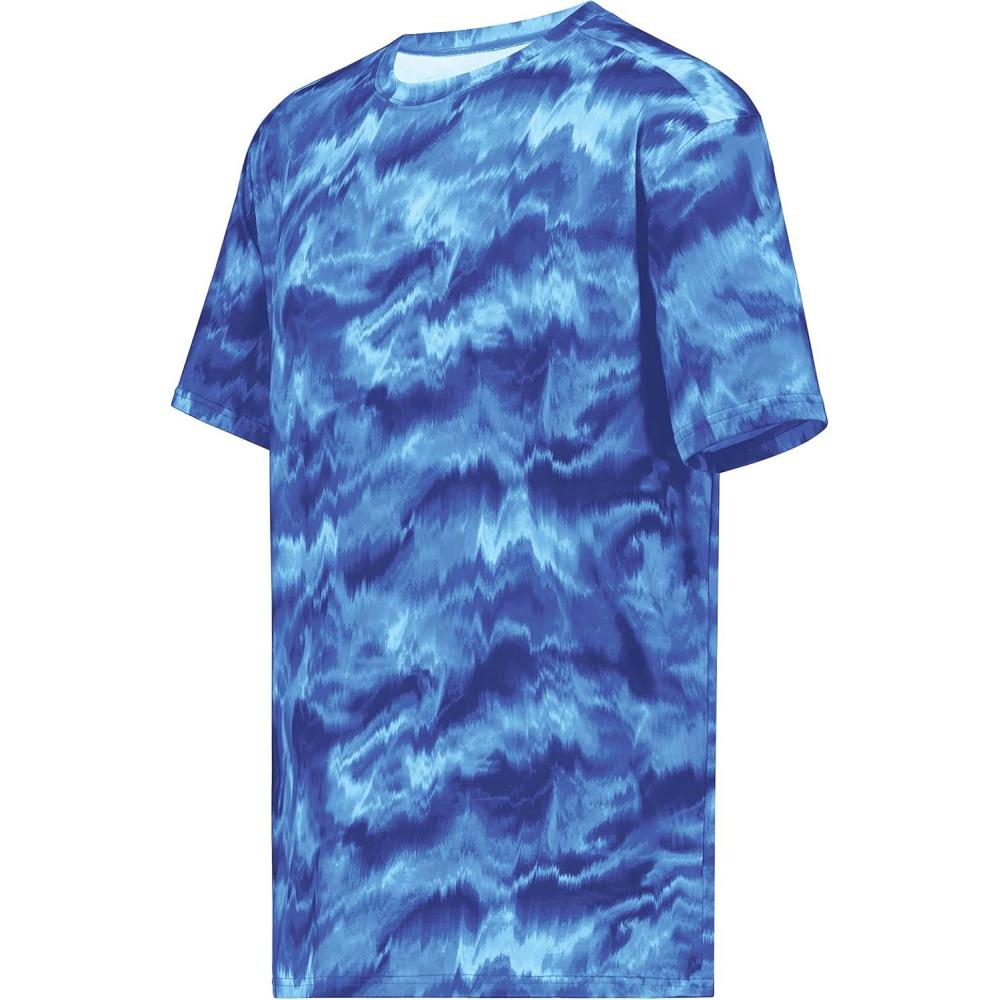 imageHolloway Mens Stock CottonTouch Poly TeeRoyal Shockwave Print