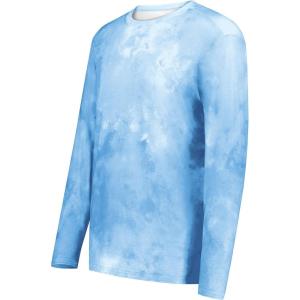Holloway Men’s Cotton-Touch Poly Cloud Long Sleeve Tee(Columbia Blue Cloud Print)