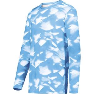 Holloway Men’s Cotton-Touch Poly Cloud Long Sleeve Tee(Columbia Blue Glacier Print)