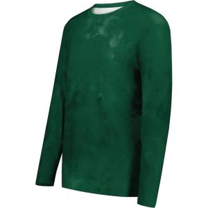 Holloway Men’s Cotton-Touch Poly Cloud Long Sleeve Tee(Dark Green Cloud Print)