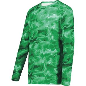 Holloway Men’s Cotton-Touch Poly Cloud Long Sleeve Tee(Kelly Shockwave Print)