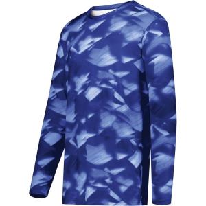 Holloway Men’s Cotton-Touch Poly Cloud Long Sleeve Tee(Navy Glacier Print)