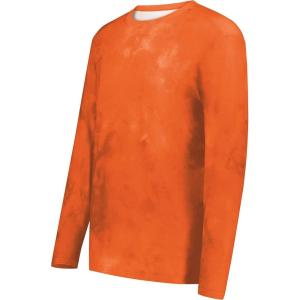 Holloway Men’s Cotton-Touch Poly Cloud Long Sleeve Tee(Orange Cloud Print)