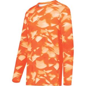 Holloway Men’s Cotton-Touch Poly Cloud Long Sleeve Tee(Orange Glacier Print)