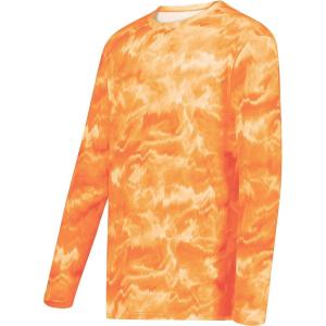 Holloway Men’s Cotton-Touch Poly Cloud Long Sleeve Tee(Orange Shockwave Print)