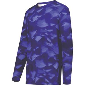 Holloway Men’s Cotton-Touch Poly Cloud Long Sleeve Tee(Purple Glacier Print)