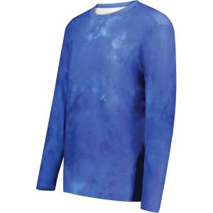 Holloway Men’s Cotton-Touch Poly Cloud Long Sleeve Tee(Royal Cloud Print)