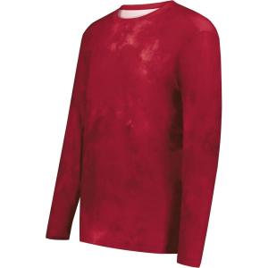 Holloway Men’s Cotton-Touch Poly Cloud Long Sleeve Tee(Scarlet Cloud Print)