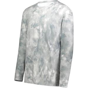 Holloway Men’s Cotton-Touch Poly Cloud Long Sleeve Tee(Silver Cloud Print)