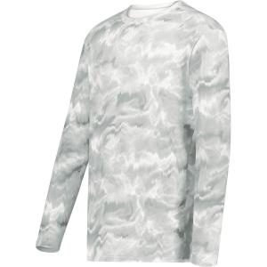 Holloway Men’s Cotton-Touch Poly Cloud Long Sleeve Tee(Silver Shockwave Print)