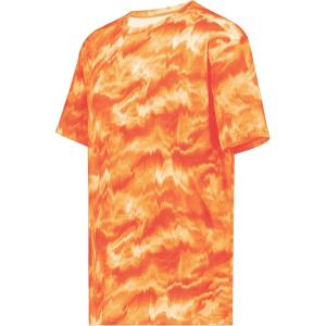 Holloway Men’s Stock Cotton-Touch Poly Tee(Orange Shockwave Print)