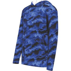 Holloway mens Stock Cotton-touch Poly Hoodie(Navy Shockwave Print)