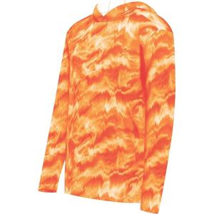 Holloway mens Stock Cotton-touch Poly Hoodie(Orange Shockwave Print)
